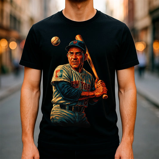 Halftone Lab - MLB Legends New York Mets Yogi Berra 01 - Black Tee
