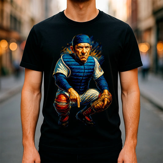 Halftone Lab - MLB Legends New York Mets Yogi Berra 04 - Black Tee