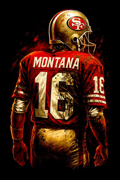 Halftone Lab - San Francisco 49ers Joe Montana NFL009 - Black Tee
