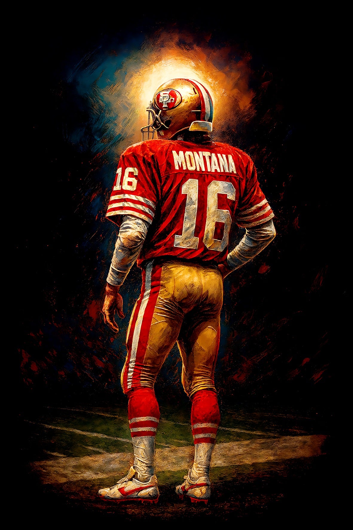 Halftone Lab - San Francisco 49ers Joe Montana NFL010 - Black Tee