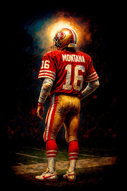 Halftone Lab - San Francisco 49ers Joe Montana NFL010 - Black Tee