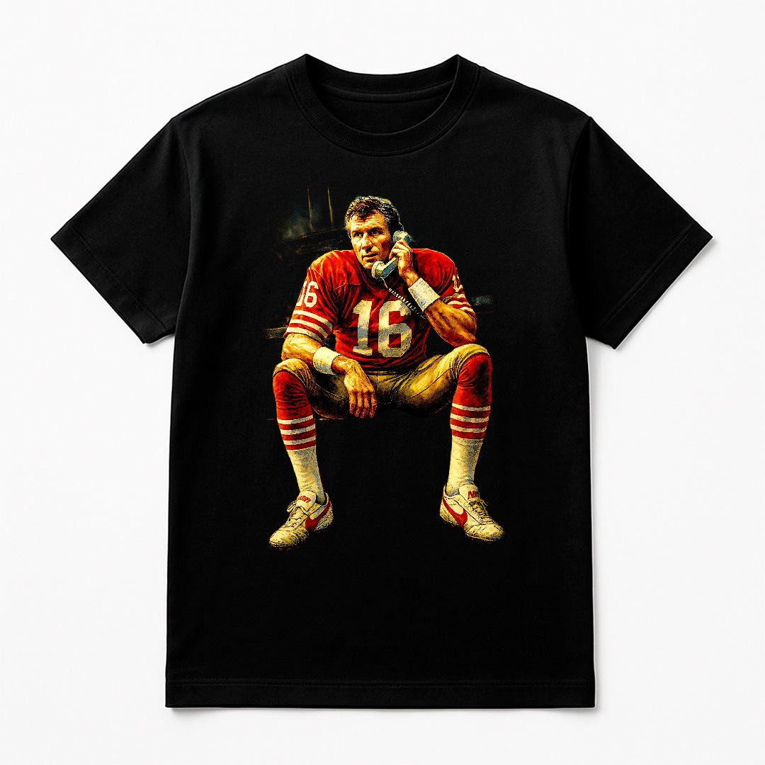 Halftone Lab - San Francisco 49ers Joe Montana NFL011 - Black Tee