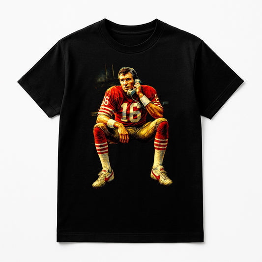 Halftone Lab - San Francisco 49ers Joe Montana NFL011 - Black Tee