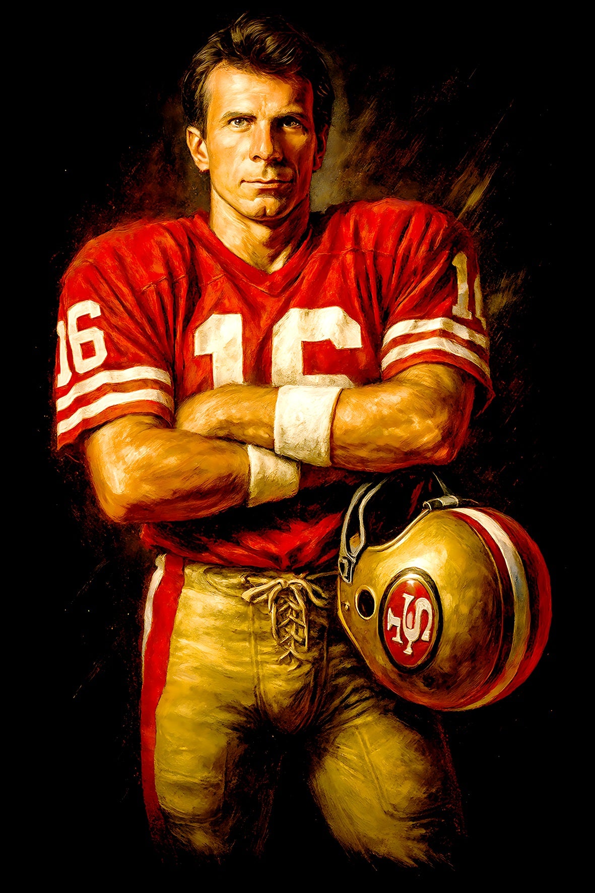 Halftone Lab - San Francisco 49ers Joe Montana NFL012 - Black Tee