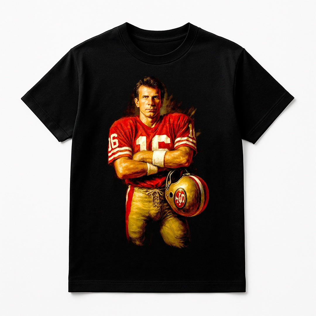 Halftone Lab - San Francisco 49ers Joe Montana NFL012 - Black Tee