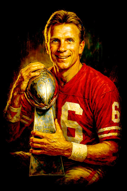 Halftone Lab - San Francisco 49ers Joe Montana NFL013 - Black Tee