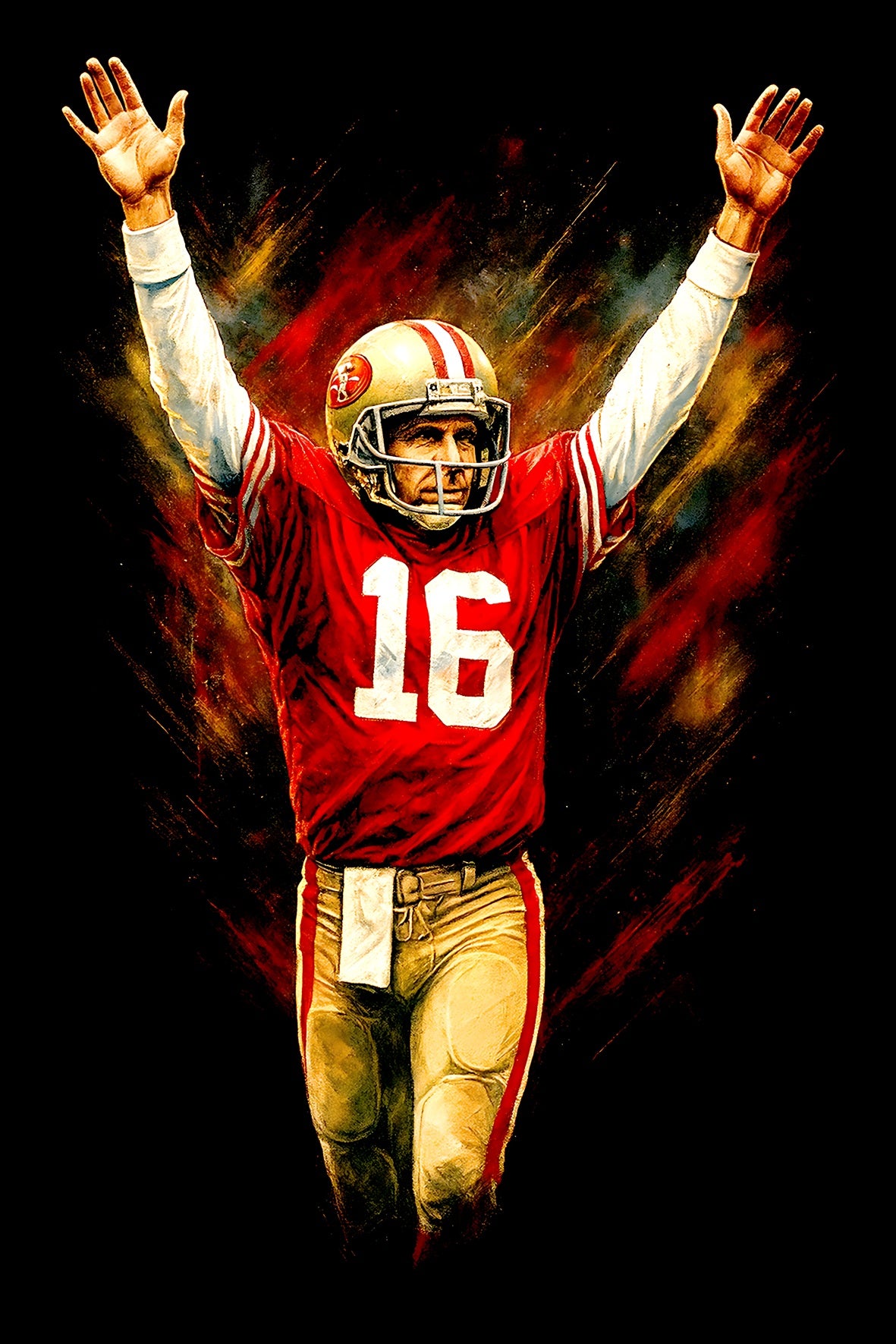 Halftone Lab - San Francisco 49ers Joe Montana NFL015 - Black Tee