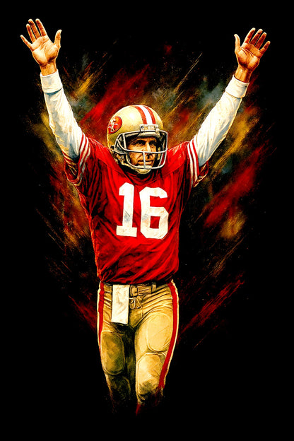 Halftone Lab - San Francisco 49ers Joe Montana NFL015 - Black Tee