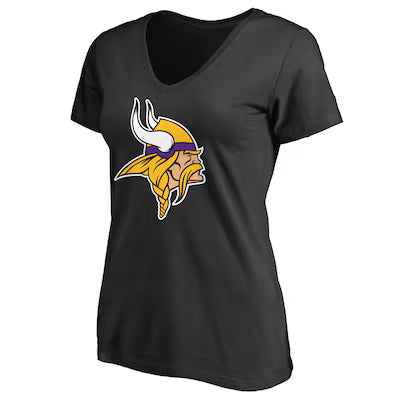 Minnesota Vikings Women's Primary Team Logo V-Neck T-Shirt - Black