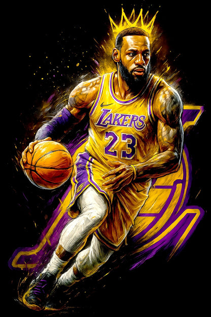 Halftone Lab - Los Angeles Lakers LeBron James NBA001 - Black Tee