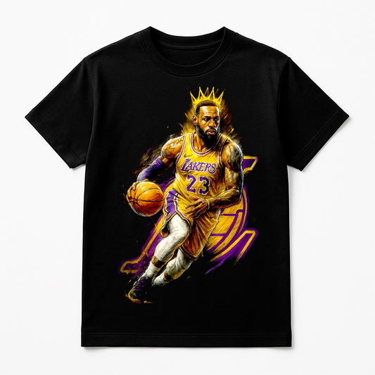 Halftone Lab - Los Angeles Lakers LeBron James NBA001 - Black Tee