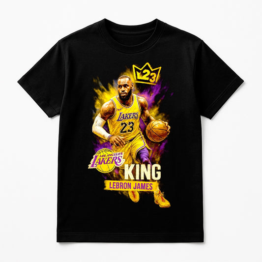 Halftone Lab - Los Angeles Lakers LeBron James NBA002 - Black Tee