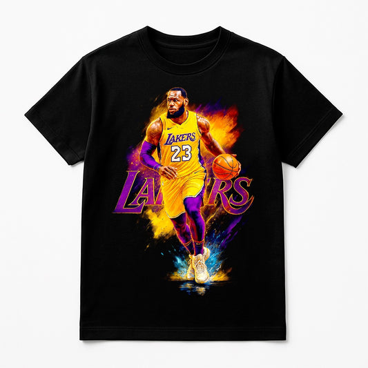 Halftone Lab - Los Angeles Lakers LeBron James NBA003 - Black Tee