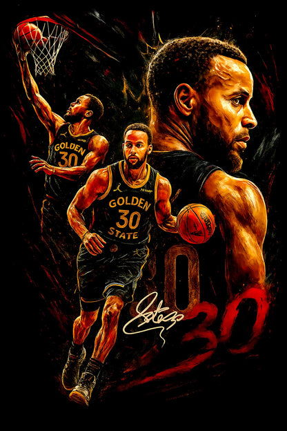 Halftone Lab - Golden State Warriors Stephen Curry NBA004 - Black Tee