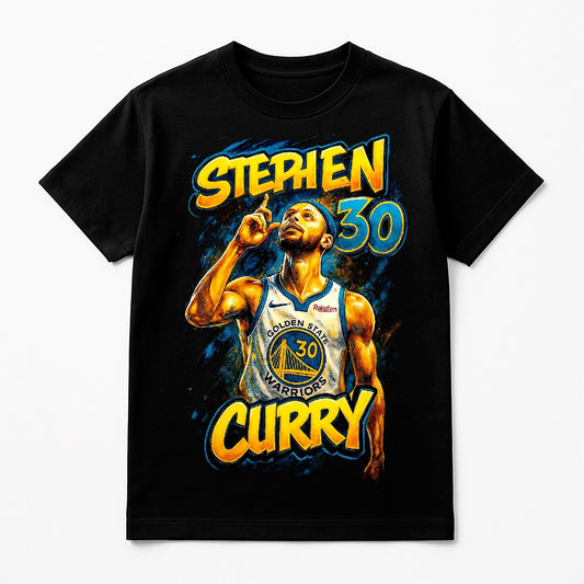 Halftone Lab - Golden State Warriors Stephen Curry NBA005 - Black Tee