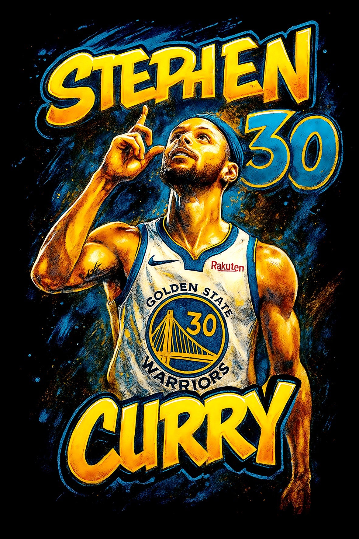 Halftone Lab - Golden State Warriors Stephen Curry NBA005 - Black Tee