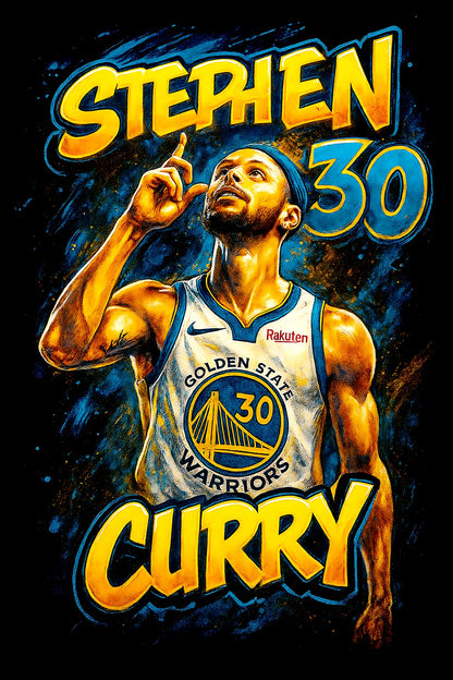 Halftone Lab - Golden State Warriors Stephen Curry NBA005 - Black Tee