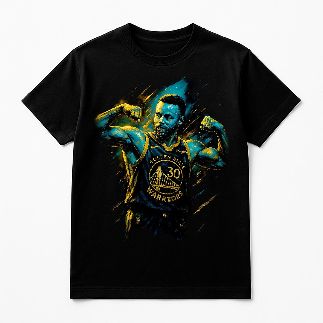 Halftone Lab - Golden State Warriors Stephen Curry NBA006 - Black Tee