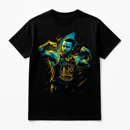 Halftone Lab - Golden State Warriors Stephen Curry NBA006 - Black Tee