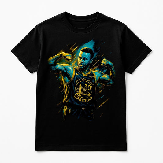 Halftone Lab - Golden State Warriors Stephen Curry NBA006 - Black Tee