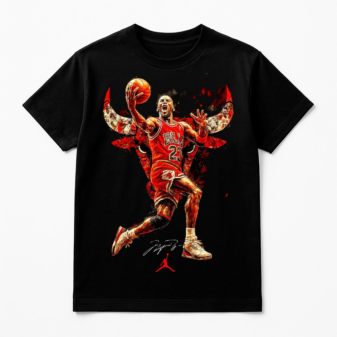 Halftone Lab - Chicago Bulls Michael Jordan NBA011 - Black Tee
