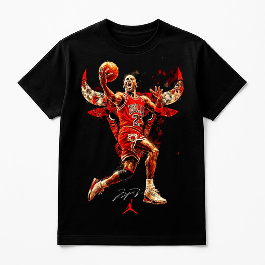 Halftone Lab - Chicago Bulls Michael Jordan NBA011 - Black Tee