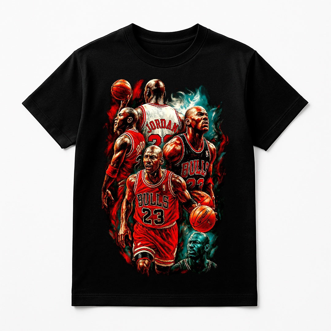 Halftone Lab - Chicago Bulls Michael Jordan NBA013 - Black Tee