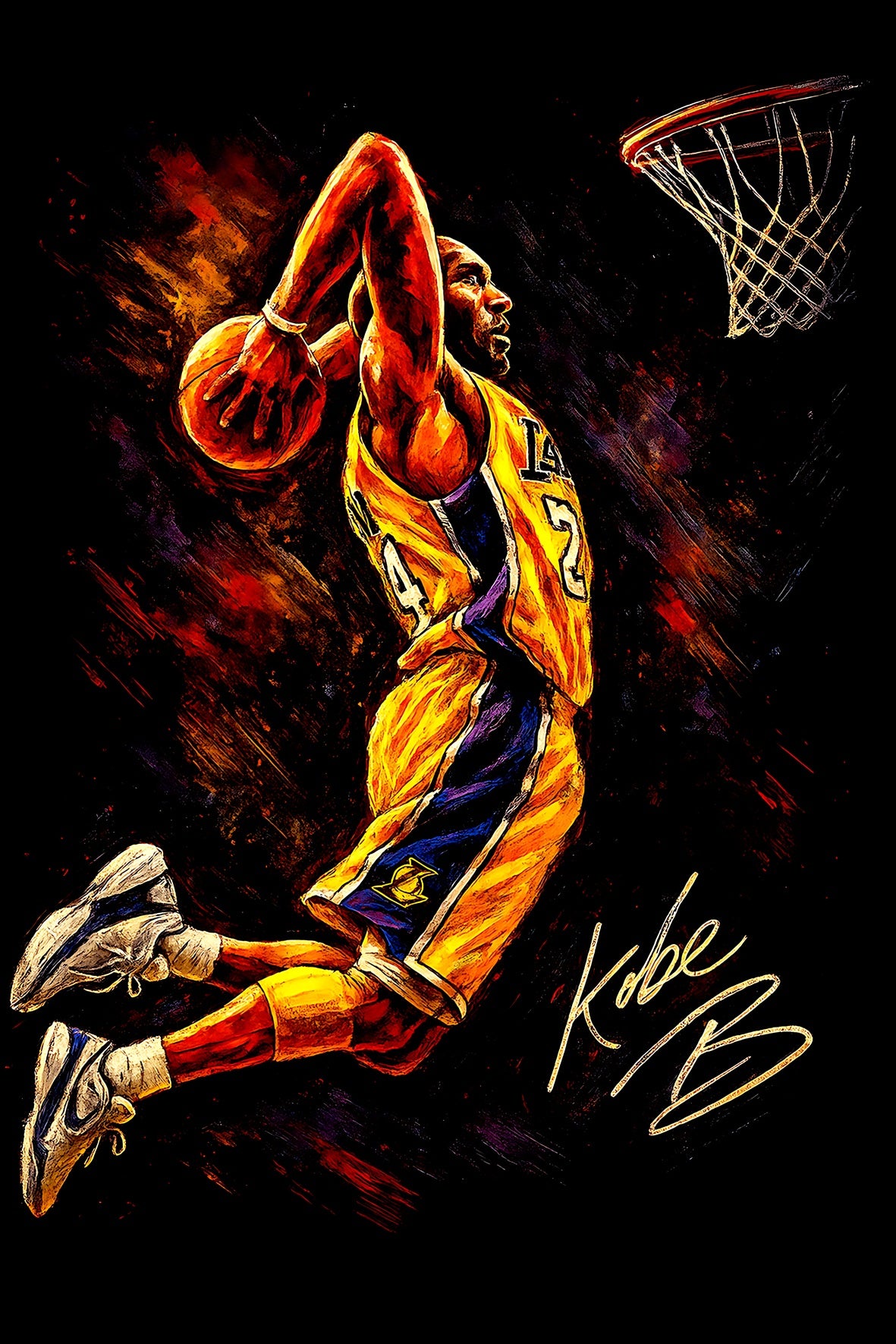 Halftone Lab - Los Angeles Lakers Kobe Bryant NBA016 - Black Tee