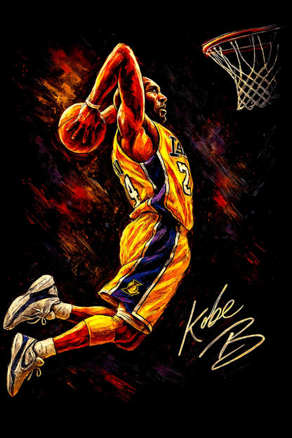 Halftone Lab - Los Angeles Lakers Kobe Bryant NBA016 - Black Tee