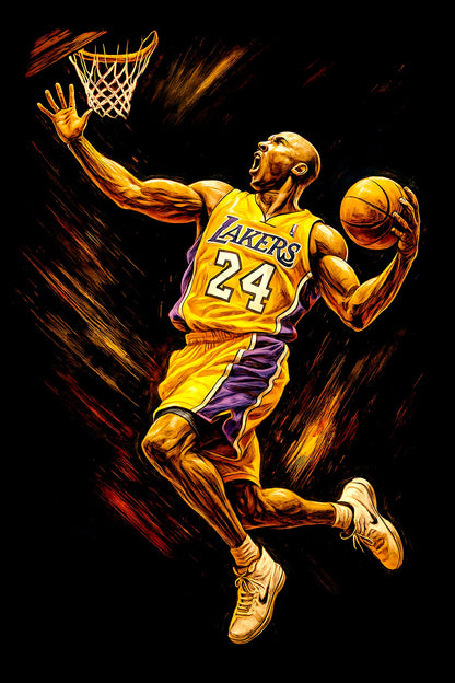 Halftone Lab - Los Angeles Lakers Kobe Bryant NBA017 - Black Tee