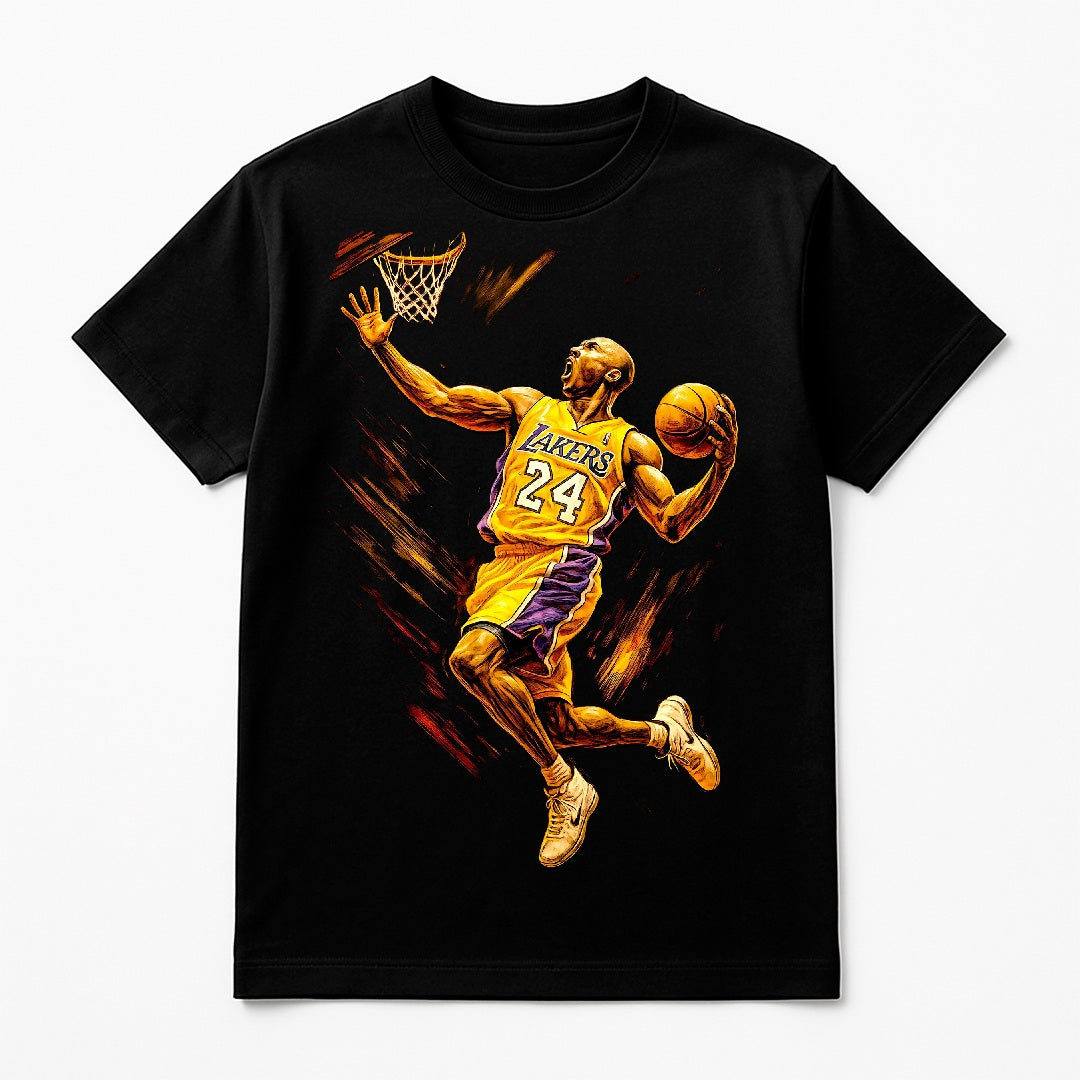 Halftone Lab - Los Angeles Lakers Kobe Bryant NBA017 - Black Tee
