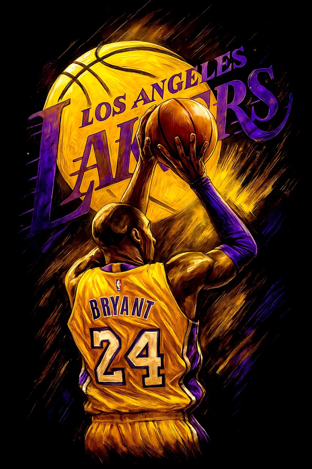 Halftone Lab - Los Angeles Lakers Kobe Bryant NBA018 - Black Tee