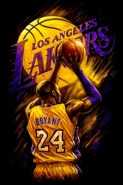 Halftone Lab - Los Angeles Lakers Kobe Bryant NBA018 - Black Tee