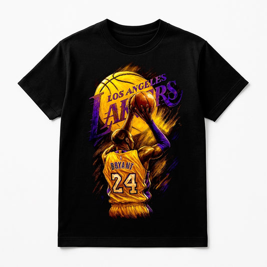 Halftone Lab - Los Angeles Lakers Kobe Bryant NBA018 - Black Tee