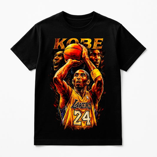 Halftone Lab - Los Angeles Lakers Kobe Bryant NBA019 - Black Tee