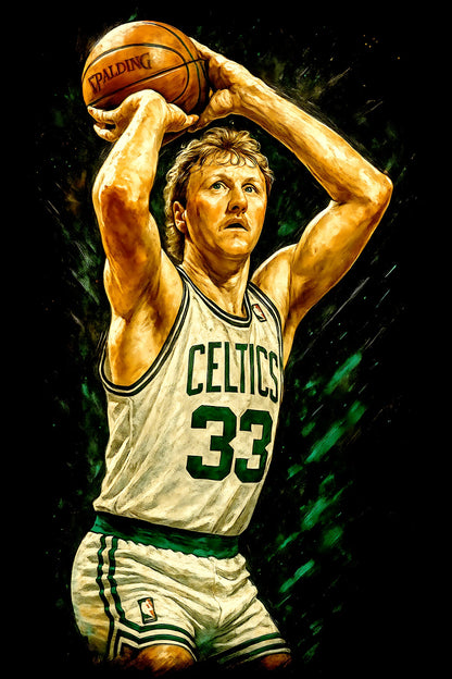 Halftone Lab - Boston Celtics Larry Bird NBA020 - Black Tee