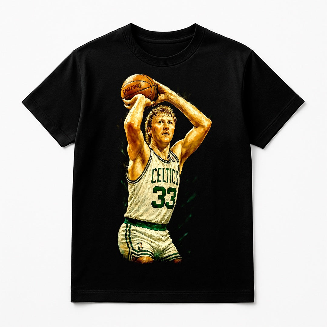 Halftone Lab - Boston Celtics Larry Bird NBA020 - Black Tee