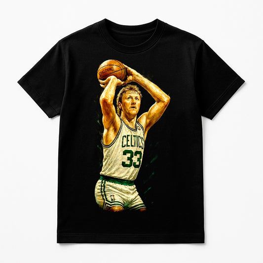 Halftone Lab - Boston Celtics Larry Bird NBA020 - Black Tee