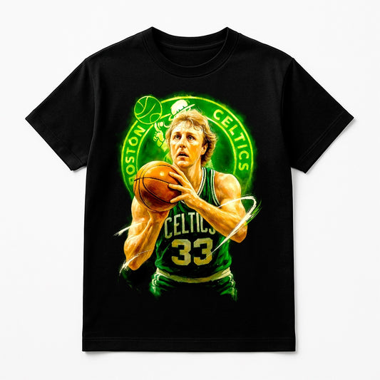 Halftone Lab - Boston Celtics Larry Bird NBA021 - Black Tee