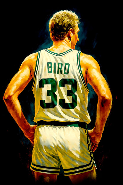 Halftone Lab - Boston Celtics Larry Bird NBA022 - Black Tee