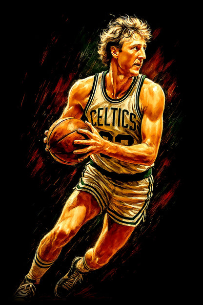 Halftone Lab - Boston Celtics Larry Bird NBA023 - Black Tee