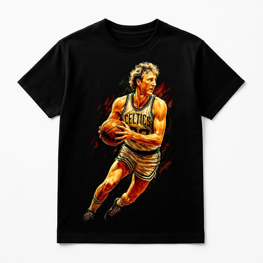 Halftone Lab - Boston Celtics Larry Bird NBA023 - Black Tee
