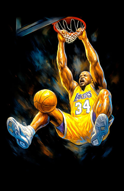 Halftone Lab - Los Angeles Lakers Shaquille O´Neal NBA024 - Black Tee