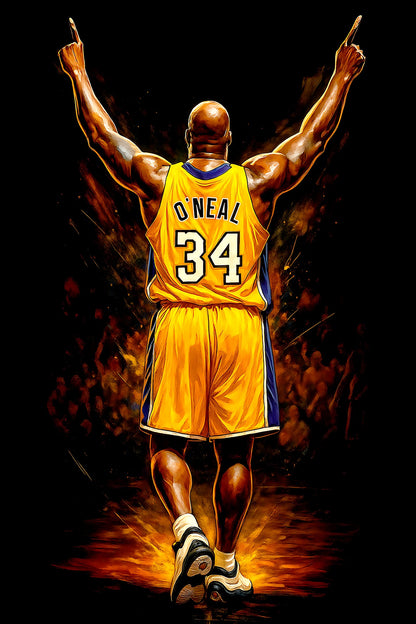 Halftone Lab - Los Angeles Lakers Shaquille O´Neal NBA025 - Black Tee