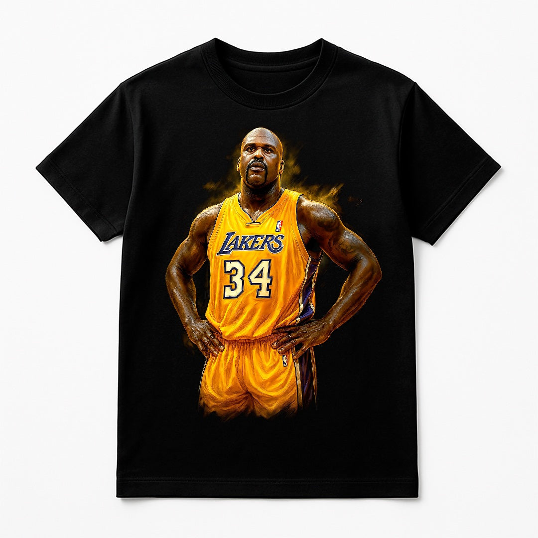 Halftone Lab - Los Angeles Lakers Shaquille O'Neal NBA026 - Black Tee