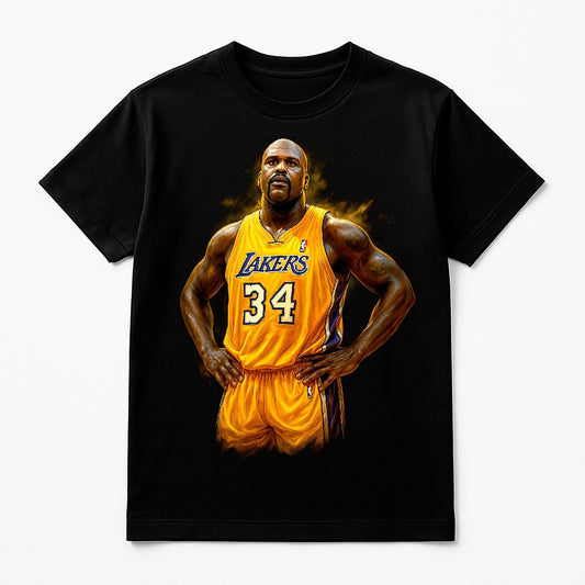 Halftone Lab - Los Angeles Lakers Shaquille O'Neal NBA026 - Black Tee