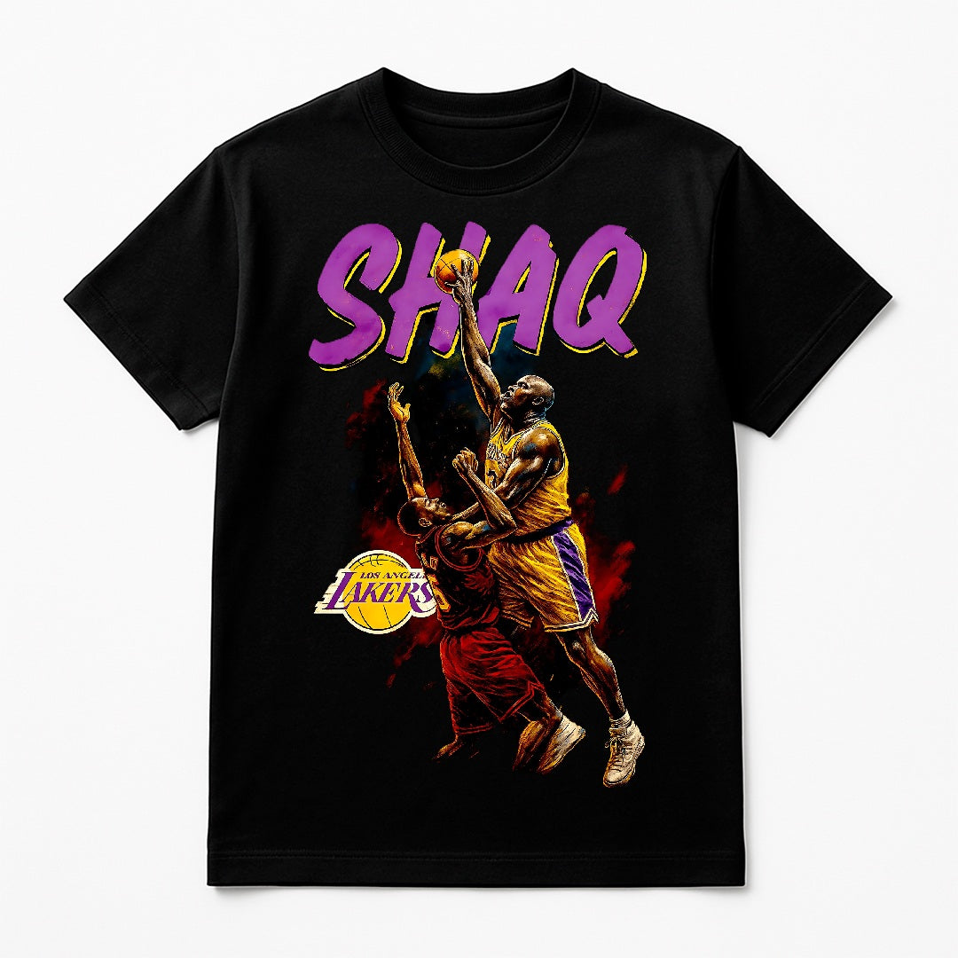 Halftone Lab - Los Angeles Lakers Shaquille O'Neal NBA027 - Black Tee