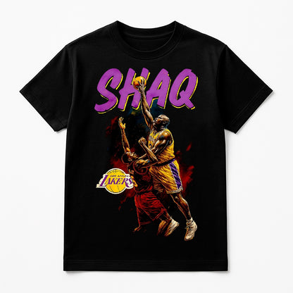 Halftone Lab - Los Angeles Lakers Shaquille O'Neal NBA027 - Black Tee