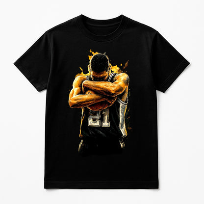Halftone Lab - San Antonio Spurs Tim Duncan NBA029 - Black Tee
