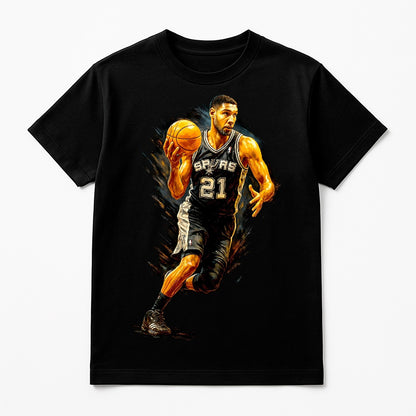 Halftone Lab - San Antonio Spurs Tim Duncan NBA030 - Black Tee